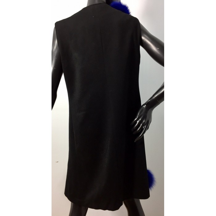 Veste en cachemire noir et renard Veste en cachemire noir et renard