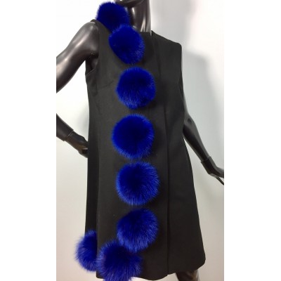 Veste en cachemire noir et renard