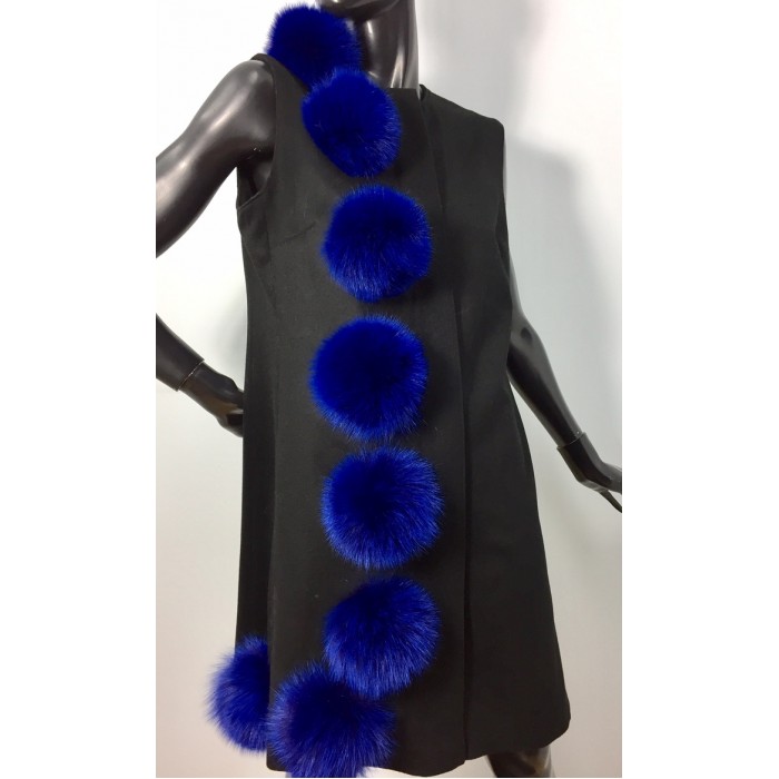 Veste en cachemire noir et renard Veste en cachemire noir et renard