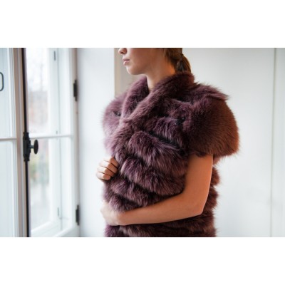 Veste longue en fourrure de renard