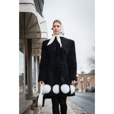 Foulard avec pompons en vison