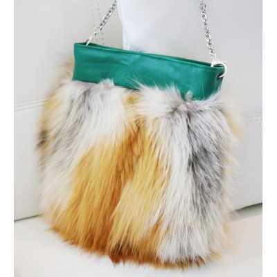 Sac à main mini en fourrure de renard roux
