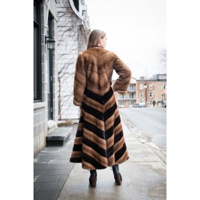 MANTEAU en fourrure de vison diagonale