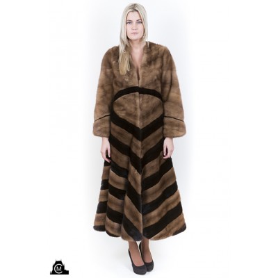 MANTEAU en fourrure de vison diagonale