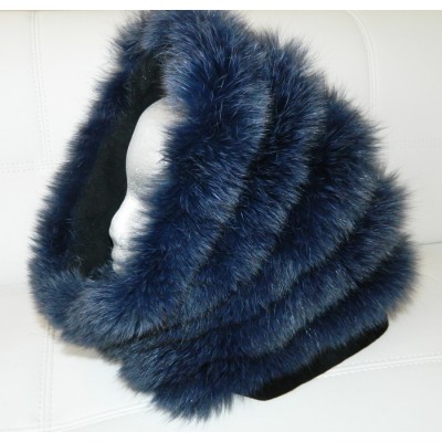CHAPEAU-TUBE en fourrure de renard bleu