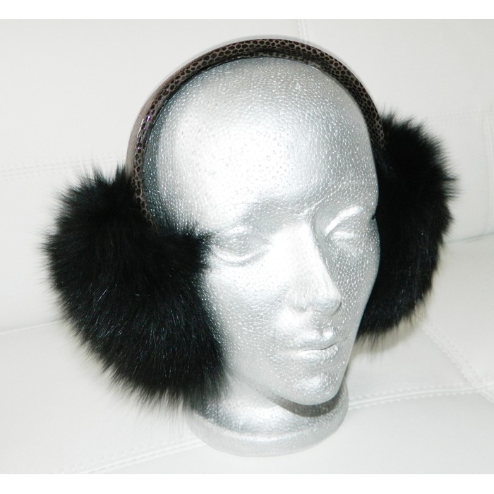 Cashe-oreilles en fourrure de renard noir Cashe-oreilles en fourrure de renard noir