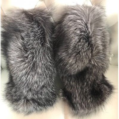 MITAINES en fourrure de renard indigo