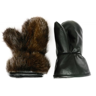 MITAINES REVERSIBLES en cuir doublés de fourrure de castor