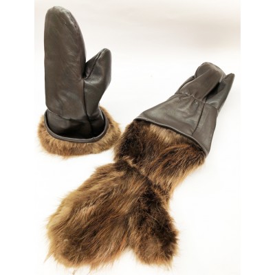 MITAINES LONGUES REVERSIBLES en cuir doublés de fourrure de castor