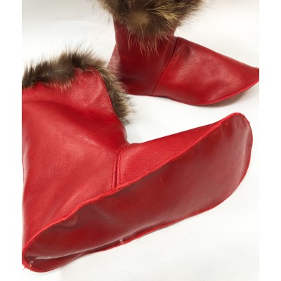 CHAUSSURES en cuir doublés de fourrure de raton laveur pour intérieur 