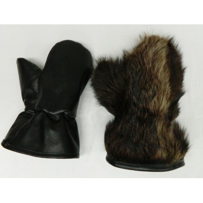 MITAINES RÉVERSIBLES en cuir doublés de fourrure...