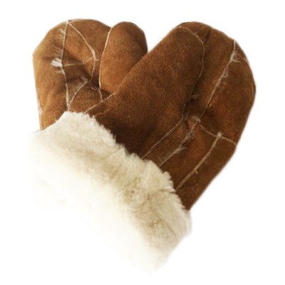 MITAINES BEIGES en fourrure de castor rasé...