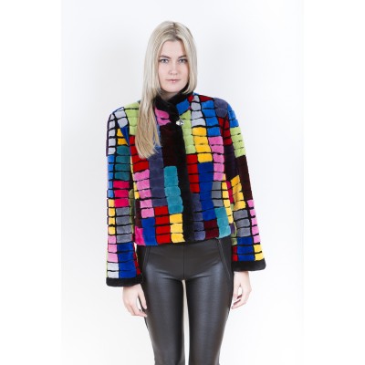 ZUKI Manteau de castor rasé ''TUILES''