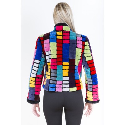 ZUKI Manteau de castor rasé ''TUILES''