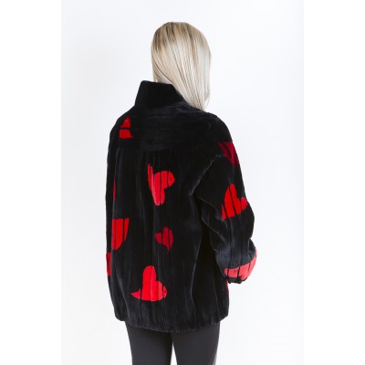 ZUKI Manteau de castor rasé ''CŒURS''