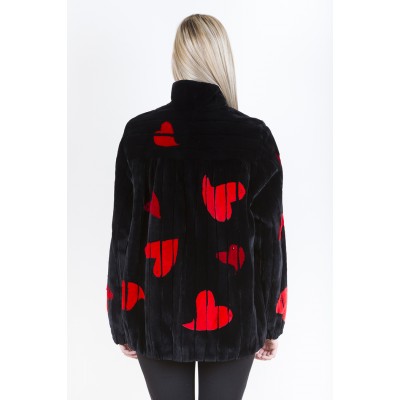 ZUKI Manteau de castor rasé ''CŒURS''