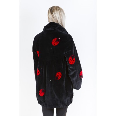 ZUKI Manteau de castor rasé ''COCCINELLES''