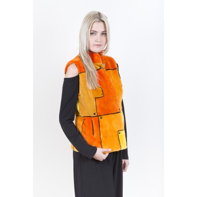 ZUKI Veste de castor rasé  ''COLORBLOCK ENSOLEILLÉ''  