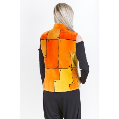 ZUKI Veste de castor rasé  ''COLORBLOCK ENSOLEILLÉ''  