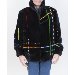 ZUKI Manteau de castor rasé  ''ABSTRACT''   