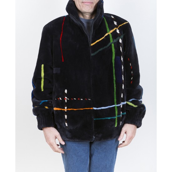 ZUKI Manteau de castor rasé  ''ABSTRACT''   