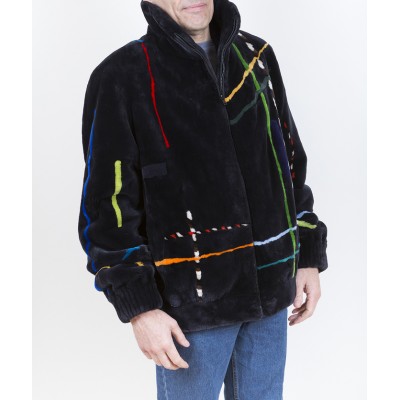 ZUKI Manteau de castor rasé  ''ABSTRACT''   