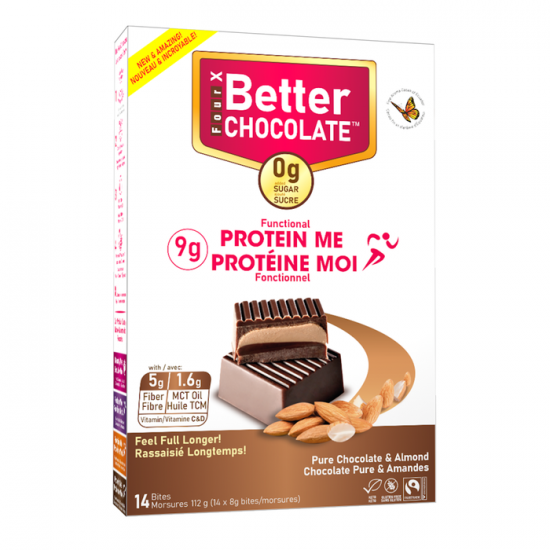 Protéine moi, chocolat fonctionnel avec bienfaits, chocolat réel & amandes