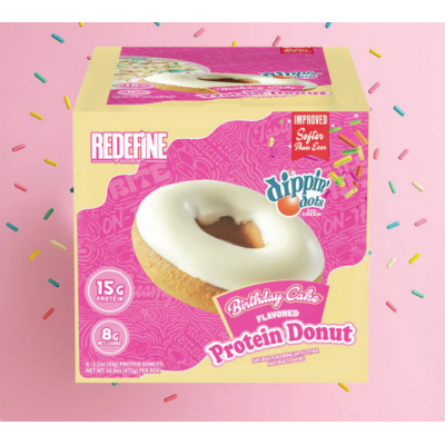 Beigne protéiné à saveur de gâteau de fête