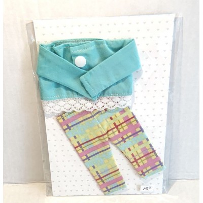 Ensemble 2 pièces pantalon capri et haut turquoise pour poupée Mélie
