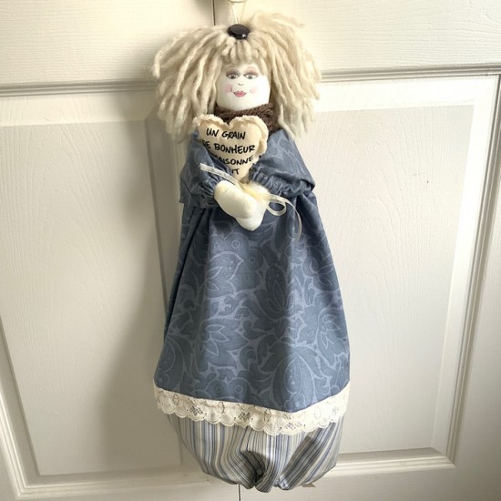 Poupée-sac - fleuri bleu