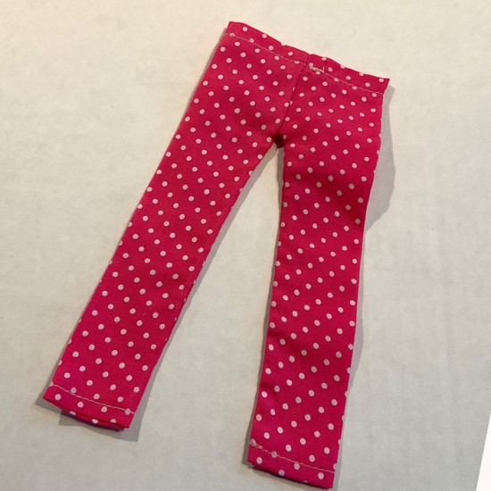 Pantalon rose et pois pour poupée Mélie et Mélo