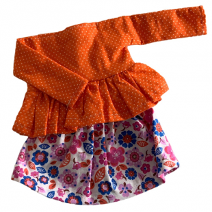 Ensemble 2 pièces : jupe fleurie et haut à pois...