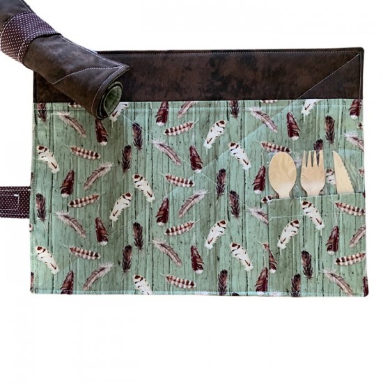 Napperon lunch, motif plume