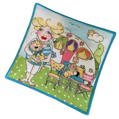 Sous-plat aromatiques - motif dame au camping - Choix de 14 motifs