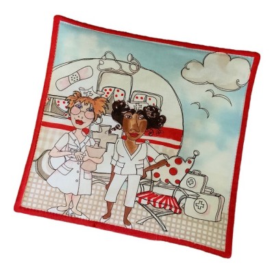 Sous-plat aromatiques - motif dame au camping - Choix de 14 motifs
