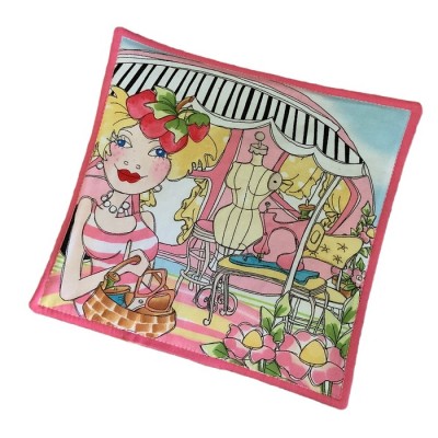 Sous-plat aromatiques - motif dame au camping - Choix de 14 motifs