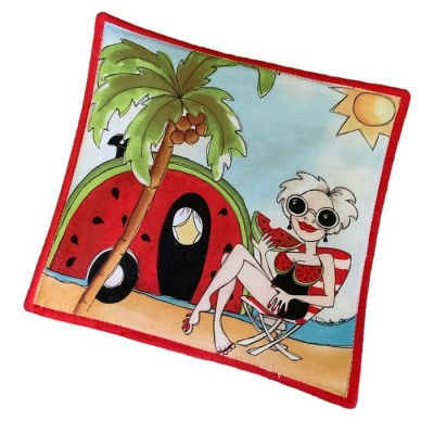 Sous-plat aromatiques - motif dame au camping - Choix de 14 motifs