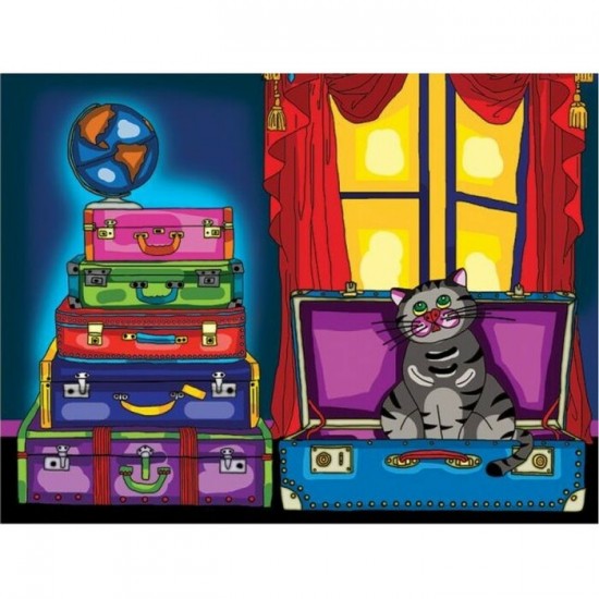 Broderie de diamants ronds LE CHAT DANS LA VALISE...