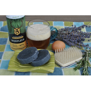 Shampoing BLEU à la bière de la microbrasserie...