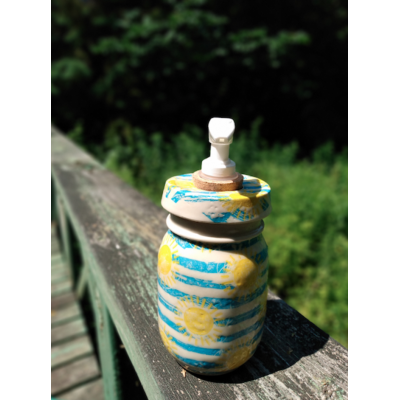 Flacon pompe motif Soleil et vagues