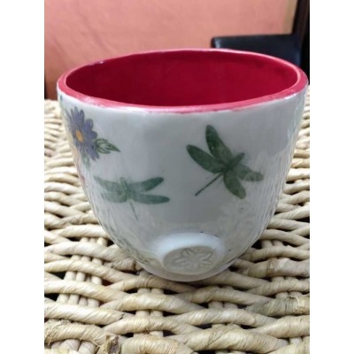 Tasse motif botanique et libellules