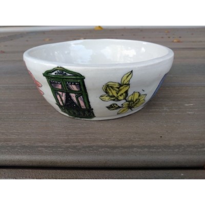 Bol à soupe motif fenêtres et fleurs