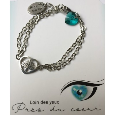 Bracelet délicat arbre de vie dans un coeur