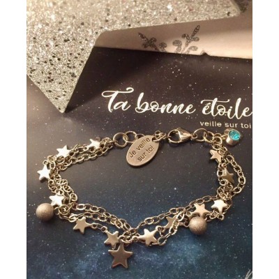 Bracelet 3 chaînes Ta bonne étoile veille sur...