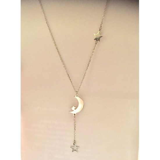 Collier court 18 pouces lune et étoile Ta bonne étoile veille sur toi