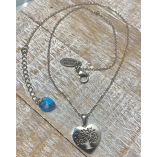Collier arbre de vie en coeur épais