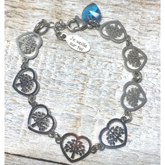 Bracelet tout en coeur arbre de vie 