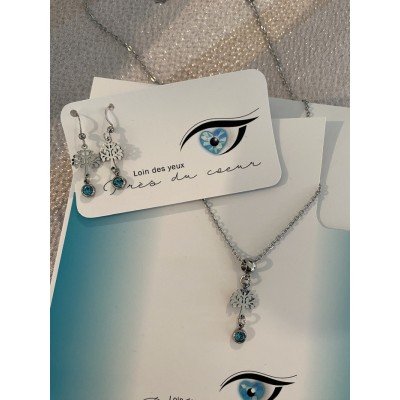Ensemble chaîne et  boucles d’oreilles arbre de...