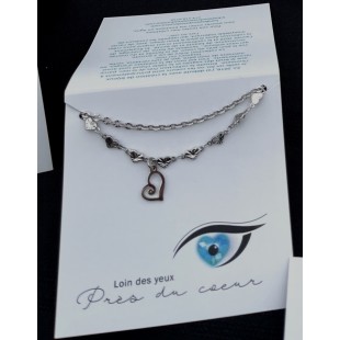 Bracelet délicat 2 chaînes et cœurs 
