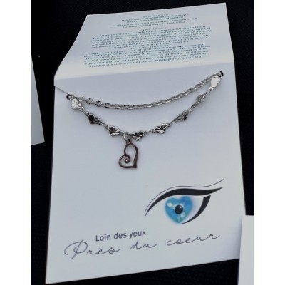 Bracelet délicat 2 chaînes et cœurs 